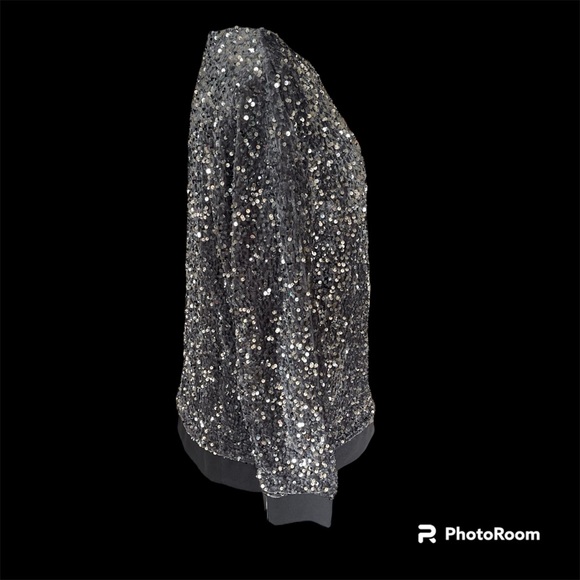 Shiraleah Sequin Velour Silver Sweater Sz XL - Picture 4 of 5